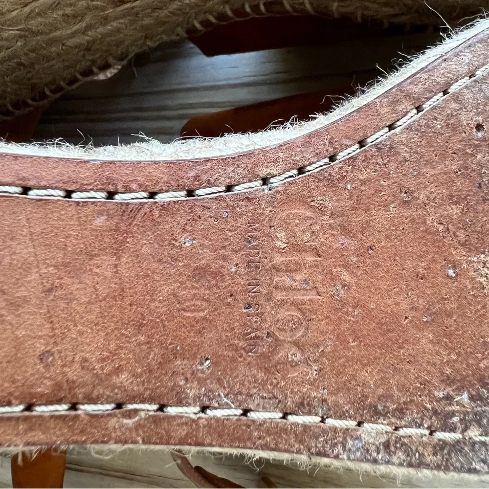 Chloe Lauren 40 Brown Suede Espadrille Wedge Sandals Cognac ankle wrap platform